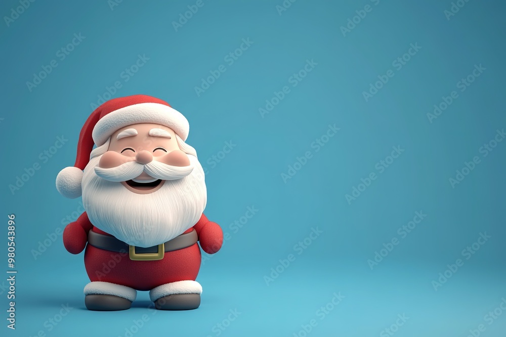 Cheerful Santa Claus on blue with ample copy space Cheerful Santa Claus on blue with ample copy space