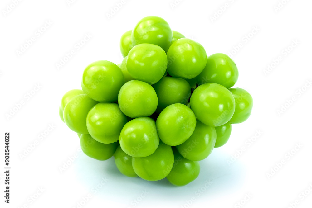 ฺีืBunch Fresh Shine Muscat Grape isolated on white background closed up photo stacking. ฺีืBunch Fresh Shine Muscat Grape isolated on white background closed up photo stacking.