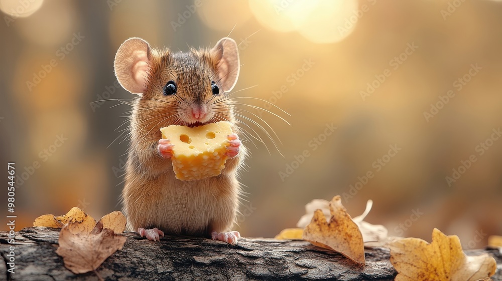 A tiny mouse holding a piece of cheese, its tiny paws and bright eyes full of excitement. A tiny mouse holding a piece of cheese, its tiny paws and bright eyes full of excitement.