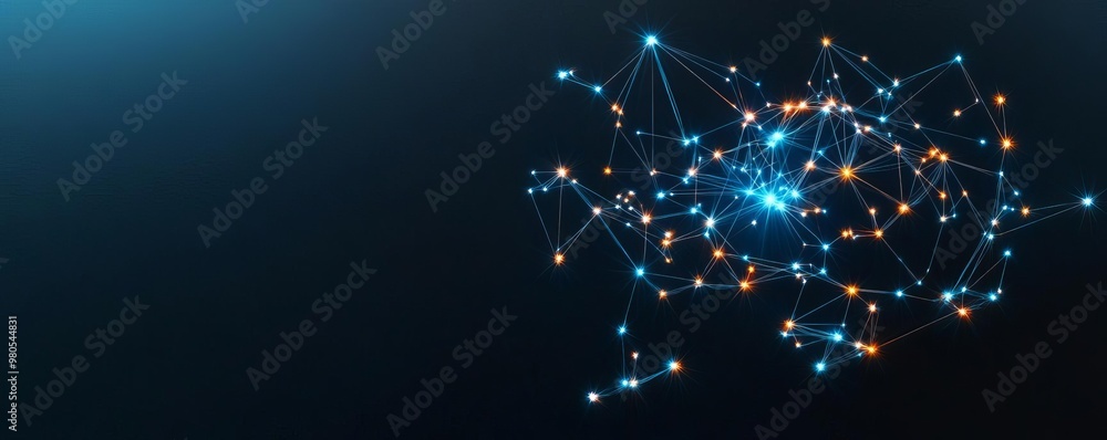 Fototapeta premium Compatibility visualized through zodiac signs as luminous threads connecting star clusters