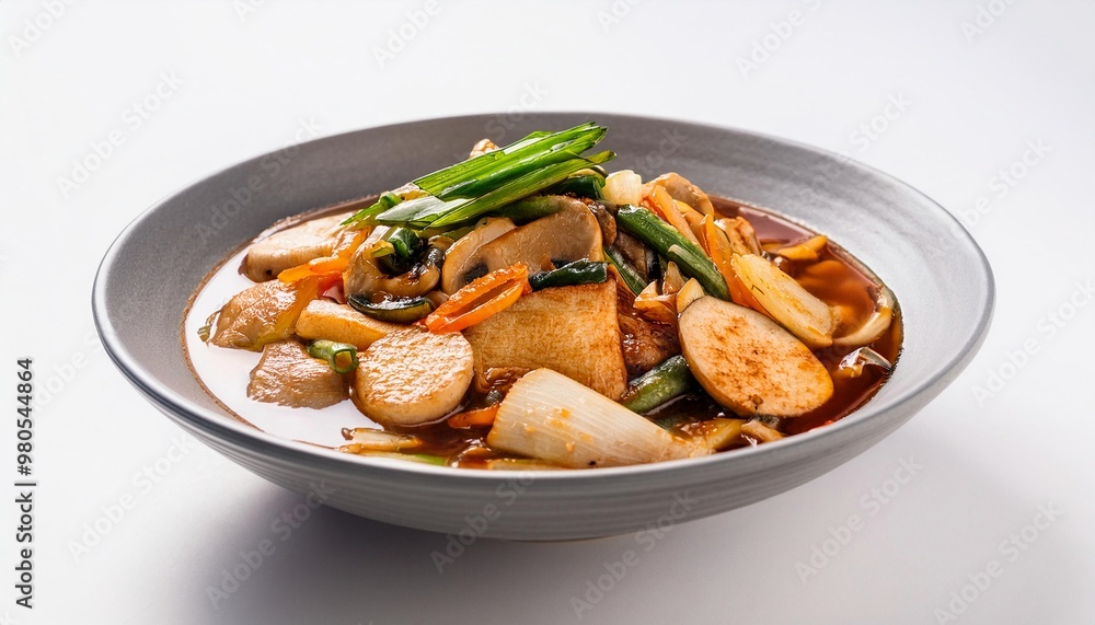 Korean Food, Gopchang on white background isolated. Korean Food, Gopchang on white background isolated.
