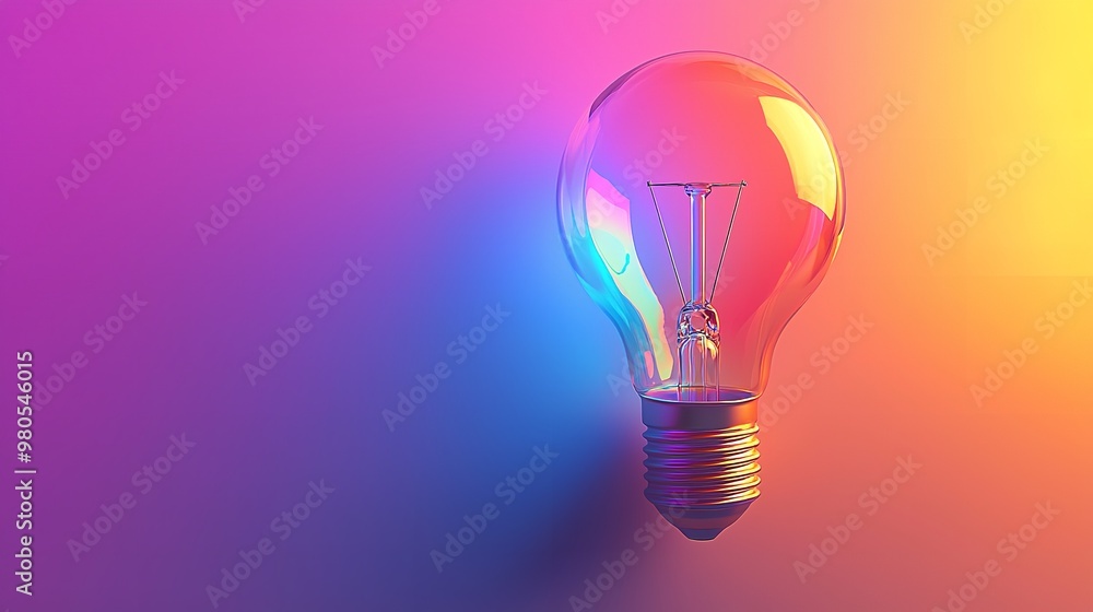 a colorful glowing idea bulb lamp, visualization of brainstorming and creative thinking a colorful glowing idea bulb lamp, visualization of brainstorming and creative thinking