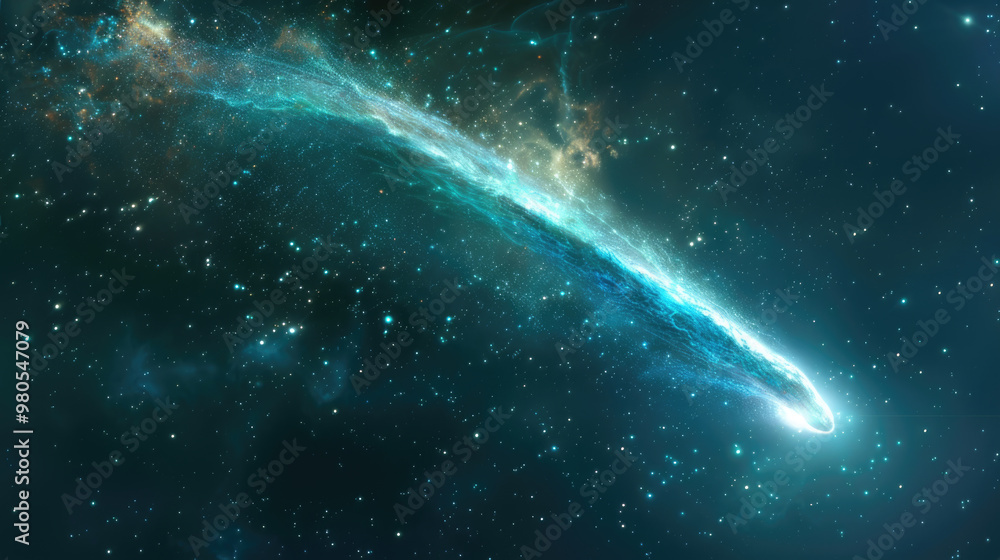 Comet with its bright tail and icy core, illustrating the awe inspiring beauty of these celestial wanderers in the solar system. Comet with its bright tail and icy core, illustrating the awe inspiring beauty of these celestial wanderers in the solar system.