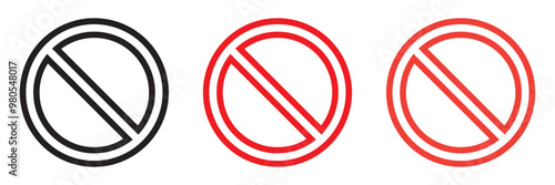 red prohibited or forbidden symbol set. blank prohibited sign icon vector illustration.