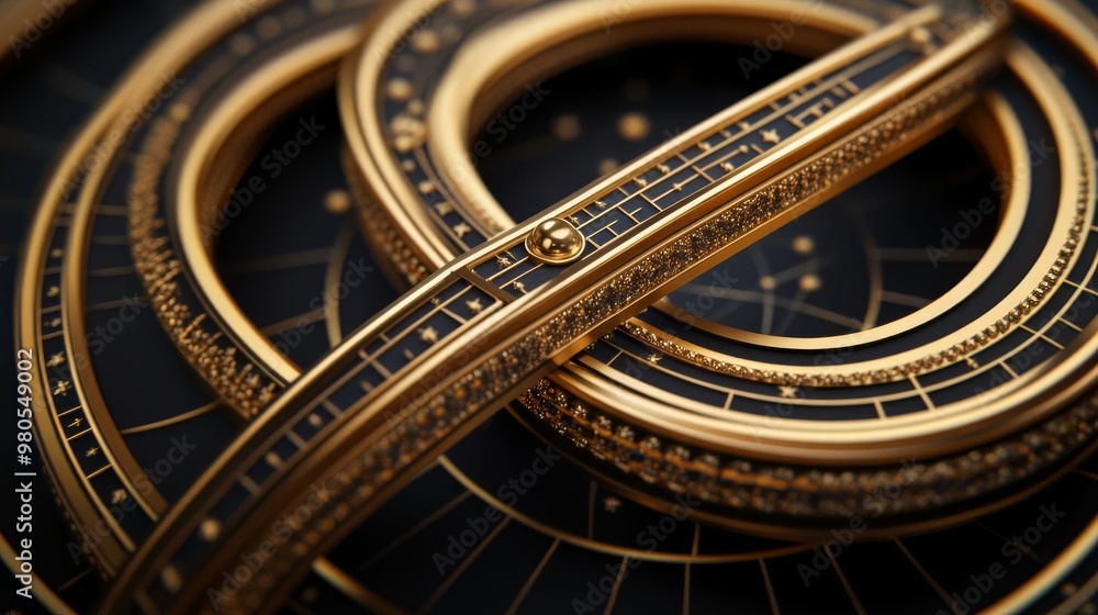 Obraz premium Twin astrological wheels intertwining, cosmic connection theme, 3D illustration