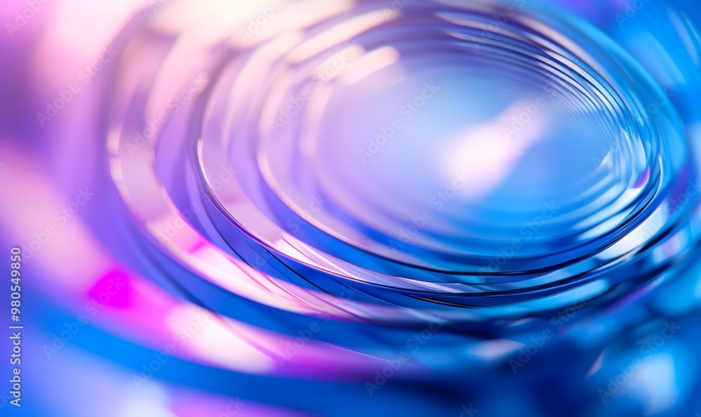 3D Rendering. Blue and purple Abstract glass shape with colorful refraction effect, background with curved lines, a light blue and sky-blue gradient, illustration wallpaper, Transparency, 3D Rendering. Blue and purple Abstract glass shape with colorful refraction effect, background with curved lines, a light blue and sky-blue gradient, illustration wallpaper, Transparency,