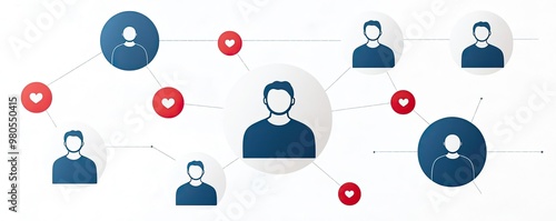 A digital interface with multiple user icons, each showing engagement actions like likes, shares, and comments, illustrating active user participation