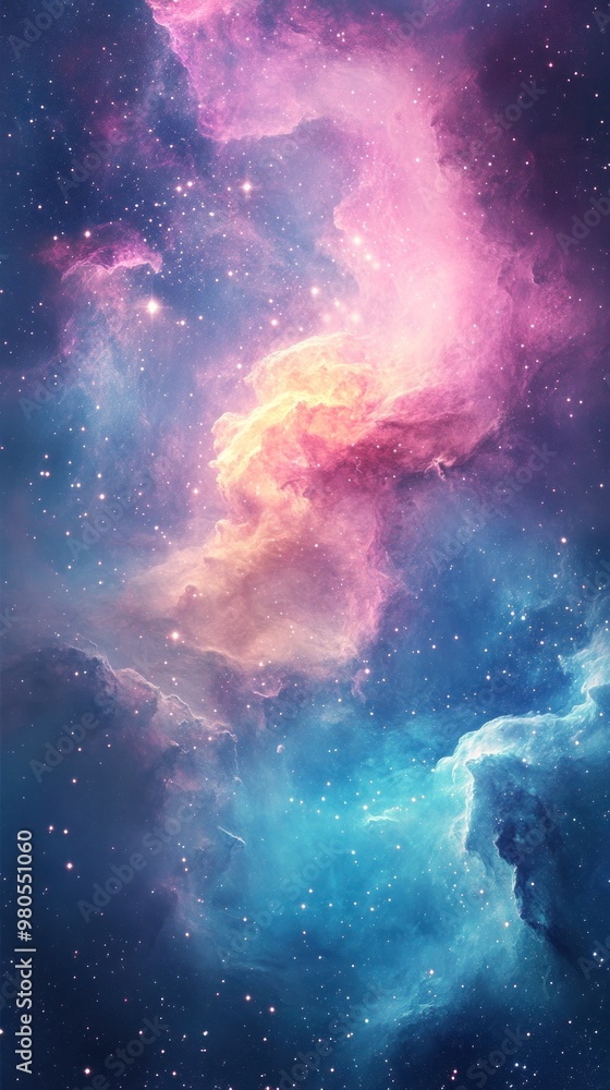 Fototapeta premium A vibrant nebula with swirling gas and dust clouds, illuminated by distant stars.