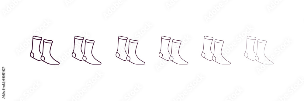 warm sock outline icon. Linear vector from fashion concept. 6 different line style warm sock icon included thin, light, regular, medium, bold, black warm sock outline icon. Linear vector from fashion concept. 6 different line style warm sock icon included thin, light, regular, medium, bold, black
