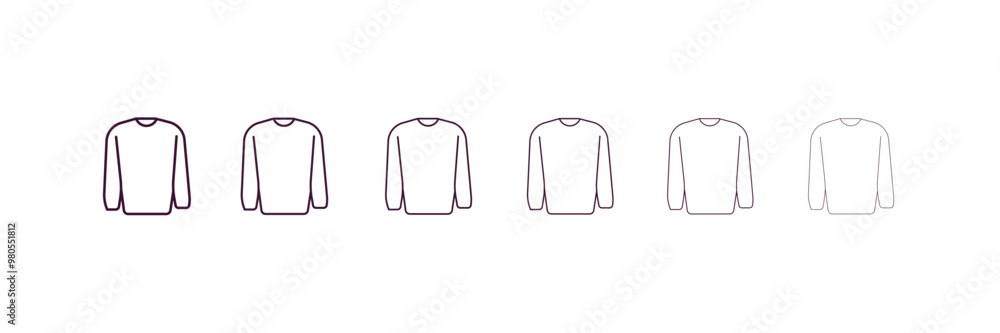 sweater with pocket outline icon. Linear vector from fashion concept. 6 different line style sweater with pocket icon included thin, light, regular, medium, bold, black sweater with pocket outline icon. Linear vector from fashion concept. 6 different line style sweater with pocket icon included thin, light, regular, medium, bold, black