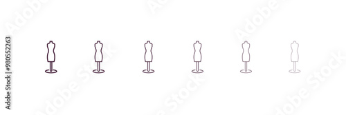 dressmaker outline icon. Linear vector from fashion concept. 6 different line style dressmaker icon included thin, light, regular, medium, bold, black