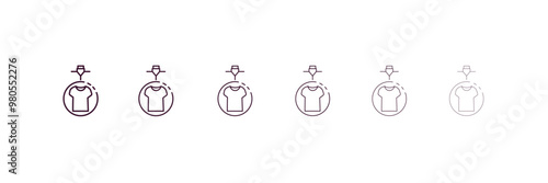 man printing outline icon. Linear vector from fashion concept. 6 different line style man printing icon included thin, light, regular, medium, bold, black