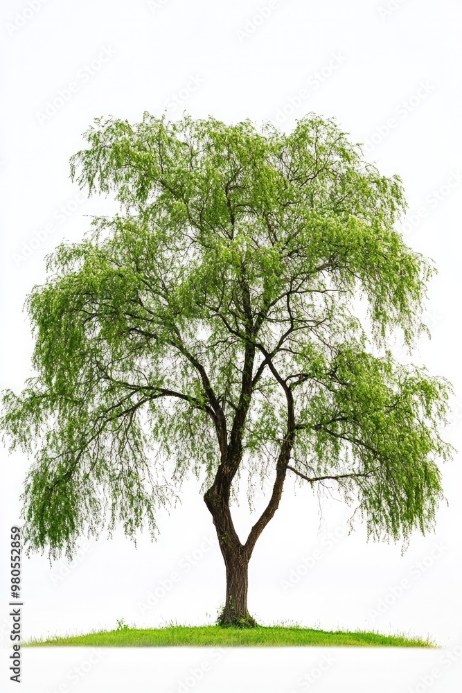 Fototapeta premium One willow tree isolated on white background.