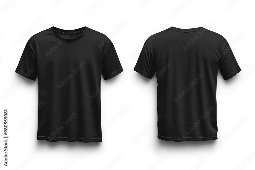Black T-shirt template front and back view Black T-shirt template front and back view