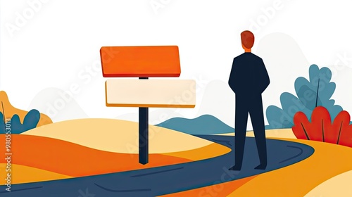 A person standing at a crossroads sign labeled Job Loss and New Opportunity, symbolizing the uncertainty and potential new paths after job loss