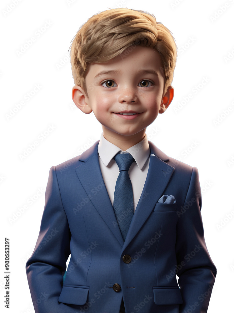 Adorable 3D Kid in Business Suit on Transparent Background Adorable 3D Kid in Business Suit on Transparent Background