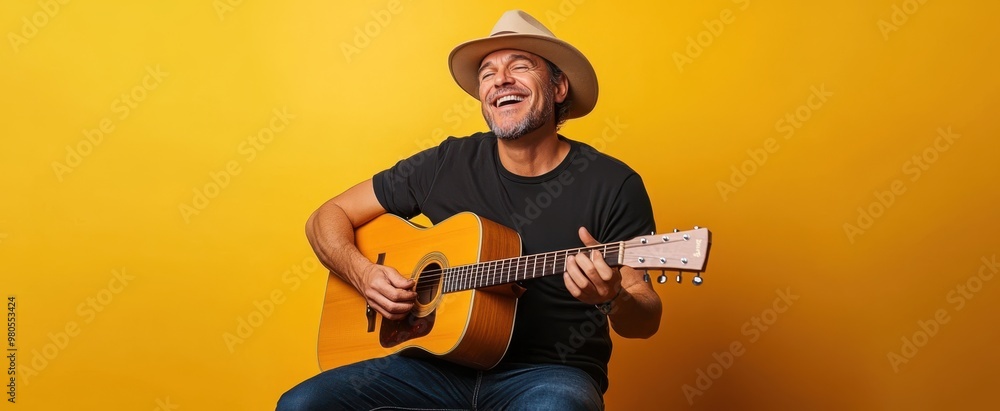 The Guitarist with Joyful Expression The Guitarist with Joyful Expression
