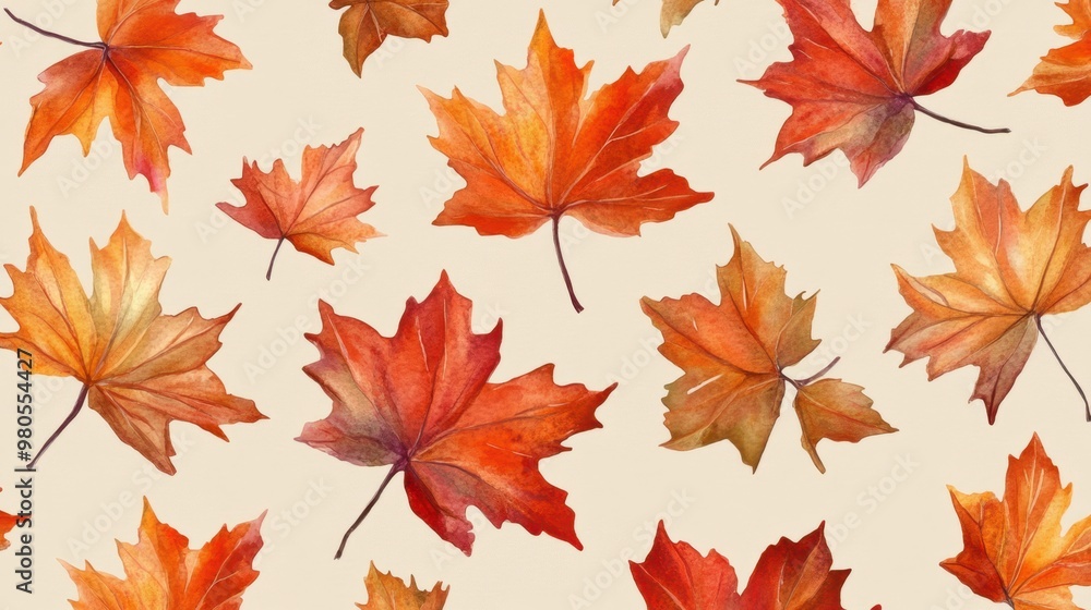 Watercolor collection of autumn maple leaves and red,yellow,Hand drawn nature design elements isolated on white background,Hand paint,Perfect for creating cards, design,copy space. Watercolor collection of autumn maple leaves and red,yellow,Hand drawn nature design elements isolated on white background,Hand paint,Perfect for creating cards, design,copy space.
