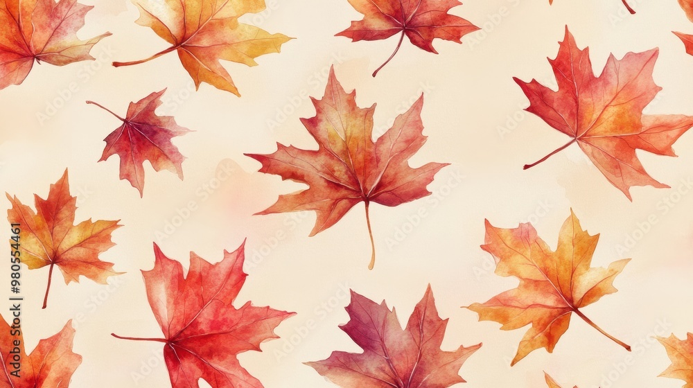 Watercolor collection of autumn maple leaves and red,yellow,Hand drawn nature design elements isolated on white background,Hand paint,Perfect for creating cards, design,copy space. Watercolor collection of autumn maple leaves and red,yellow,Hand drawn nature design elements isolated on white background,Hand paint,Perfect for creating cards, design,copy space.