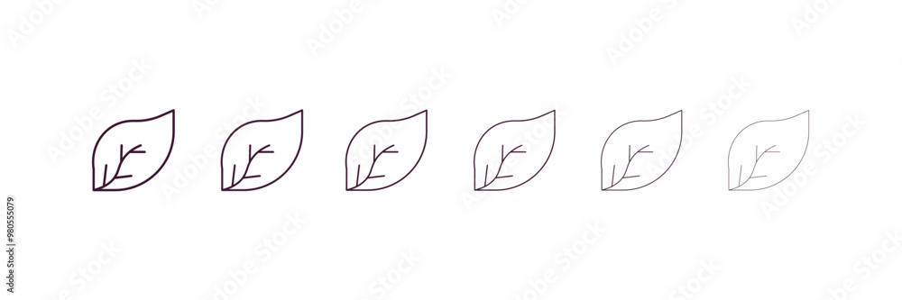 apple leaf outline icon. Linear vector from food concept. 6 different line style apple leaf icon included thin, light, regular, medium, bold, black apple leaf outline icon. Linear vector from food concept. 6 different line style apple leaf icon included thin, light, regular, medium, bold, black