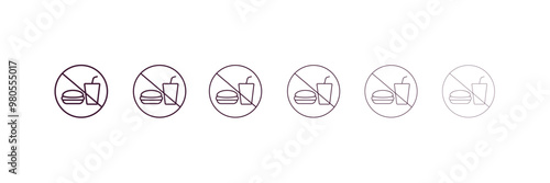 no eating  outline icon. Linear vector from food concept. 6 different line style no eating  icon included thin, light, regular, medium, bold, black