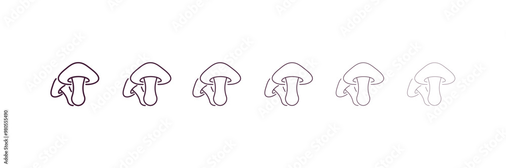 mushrooms outline icon. Linear vector from food concept. 6 different line style mushrooms icon included thin, light, regular, medium, bold, black mushrooms outline icon. Linear vector from food concept. 6 different line style mushrooms icon included thin, light, regular, medium, bold, black