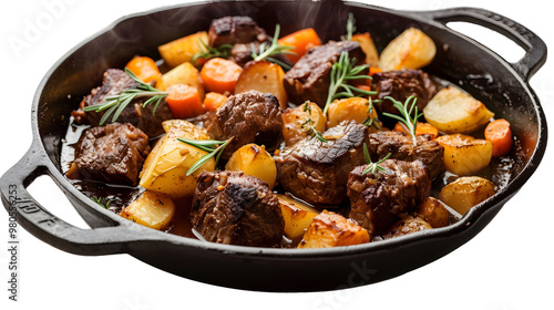 Beef stew with carrots, transparent picture