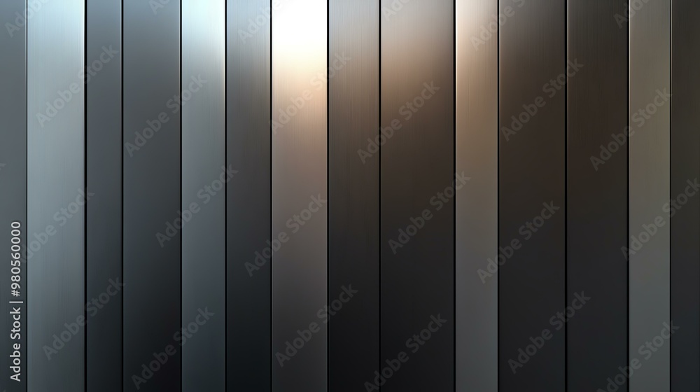 Abstract close-up of vertical metallic panels with a sleek finish, showcasing a gradient of shadows and light for modern aesthetics. Abstract close-up of vertical metallic panels with a sleek finish, showcasing a gradient of shadows and light for modern aesthetics.