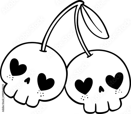 Coloring page Halloween Skull cherries