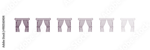curtains  outline icon. Linear vector from furniture concept. 6 different line style curtains  icon included thin, light, regular, medium, bold, black