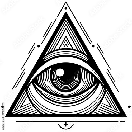 One-eyed triangle symbol sketch silhouette