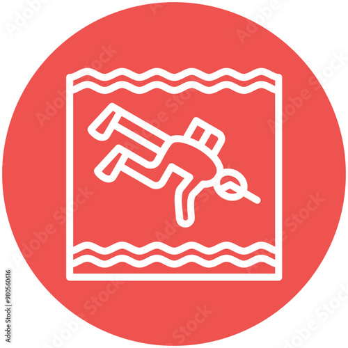 Scuba Diving vector icon illustration of Vacation and Tourism iconset.