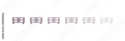 chest of drawers  outline icon. Linear vector from furniture concept. 6 different line style chest of drawers  icon included thin, light, regular, medium, bold, black