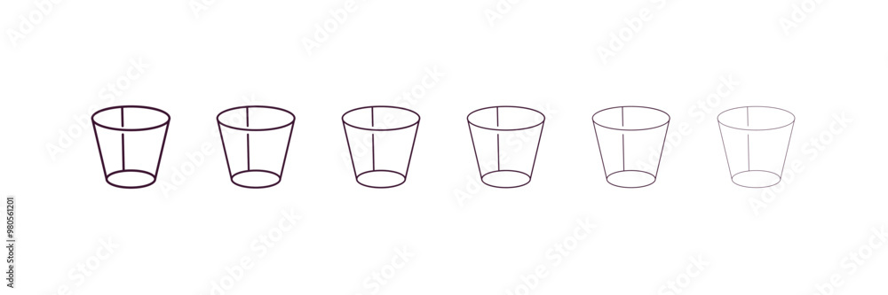waste basket outline icon. Linear vector from furniture concept. 6 different line style waste basket icon included thin, light, regular, medium, bold, black waste basket outline icon. Linear vector from furniture concept. 6 different line style waste basket icon included thin, light, regular, medium, bold, black