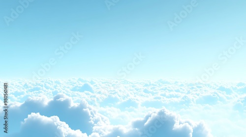 A serene view of fluffy white clouds against a bright blue sky, creating a peaceful and uplifting atmosphere. photo