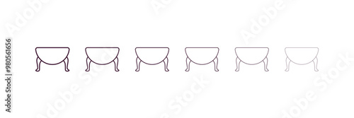 gateleg table  outline icon. Linear vector from furniture concept. 6 different line style gateleg table  icon included thin, light, regular, medium, bold, black