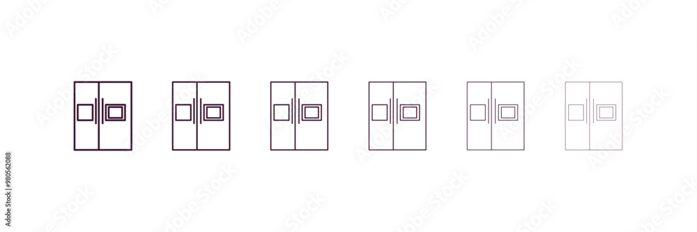 fridge outline icon. Linear vector from furniture concept. 6 different line style fridge icon included thin, light, regular, medium, bold, black fridge outline icon. Linear vector from furniture concept. 6 different line style fridge icon included thin, light, regular, medium, bold, black