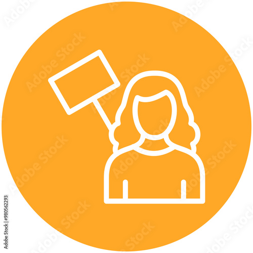 Protester Female vector icon illustration of Protesting and Civil Disobedience iconset.