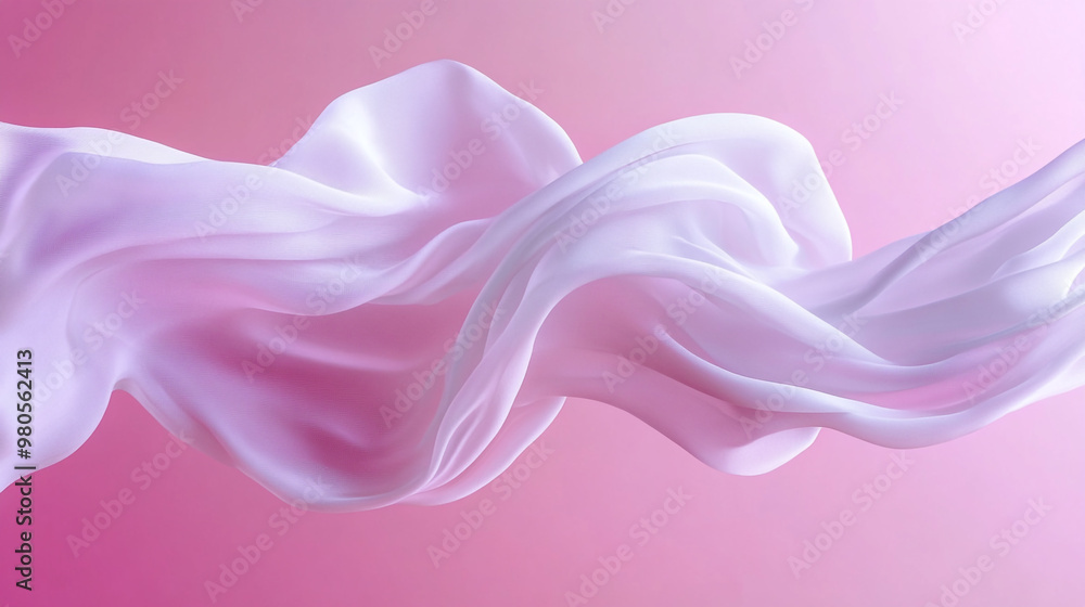 Ethereal silk fabric gracefully flowing against a soft pink background at sunset Ethereal silk fabric gracefully flowing against a soft pink background at sunset