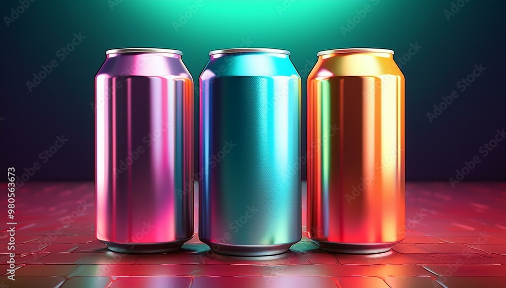 A 3D rendering showcases aluminum beverage cans A 3D rendering showcases aluminum beverage cans