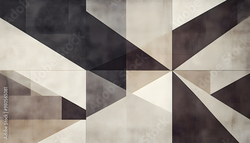 Clean, sharp geometric patterns in neutral tones, giving off a sleek, modern vibe