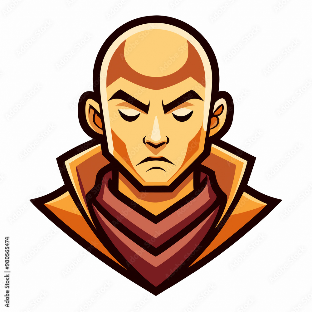 Monk Head Logo - Buddhist and Krishnaism Mascot Emblem for Graphics Ads, Posters, and Banners Monk Head Logo - Buddhist and Krishnaism Mascot Emblem for Graphics Ads, Posters, and Banners