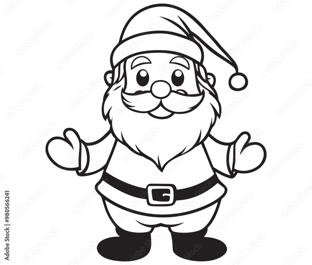 Fototapeta premium Cartoon Illustration of Santa Claus Character for Coloring Book