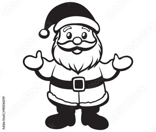 Cartoon Illustration of Santa Claus Character for Coloring Book