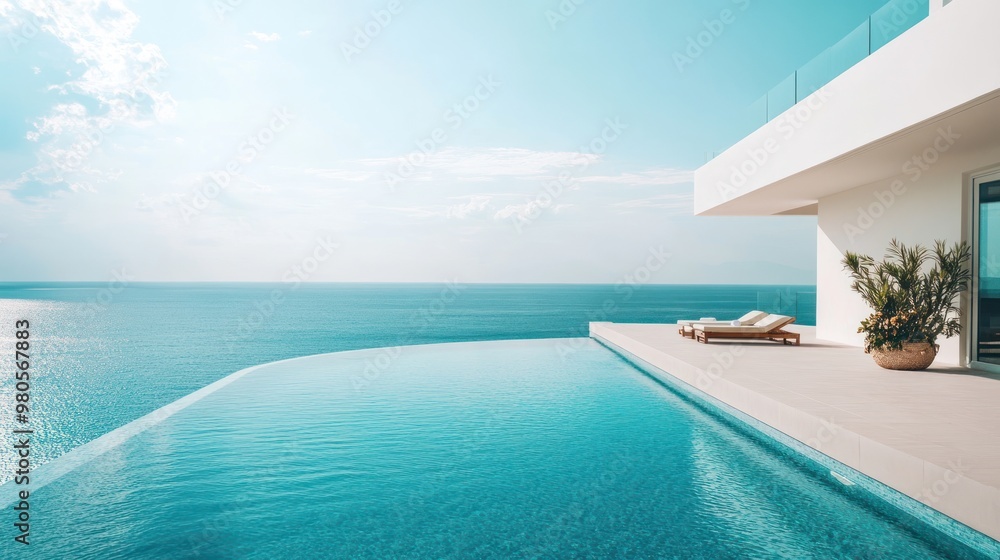 Fototapeta premium Luxury Pool With Ocean View