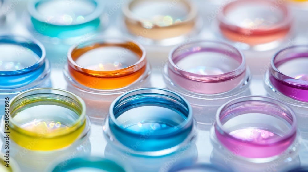 Diverse Collection of Colorful Contact Lenses on Display in Modern Optometry Store Diverse Collection of Colorful Contact Lenses on Display in Modern Optometry Store