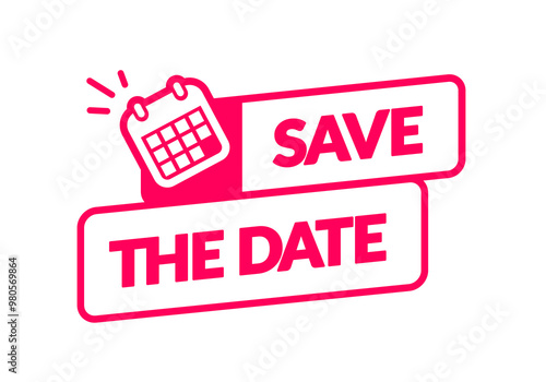 Framed Label With Calendar Icon And Text Save The Date