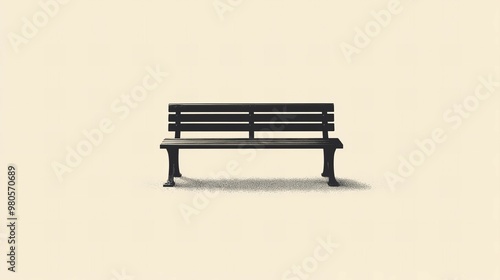 City bench with modern design and sleek minimalist style isolated on white background for urban projects new beautiful stock image illustration AI