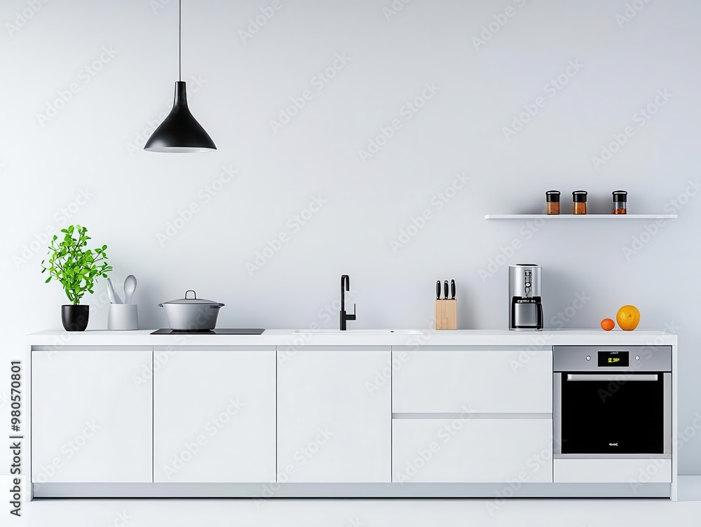 All-white minimalist kitchen with modern cabinetry, handleless doors, and built-in appliances, minimalist aesthetic, modern kitchen design All-white minimalist kitchen with modern cabinetry, handleless doors, and built-in appliances, minimalist aesthetic, modern kitchen design