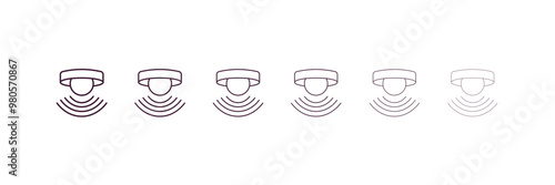 motion sensor outline icon. Linear vector from ai and tech concept. 6 different line style motion sensor icon included thin, light, regular, medium, bold, black